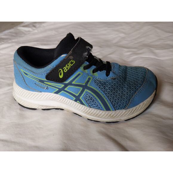 ASICS Kids Running Shoes Blue Black Youth 13 DAMAGED STRAPS Still Works - Picture 5 of 11